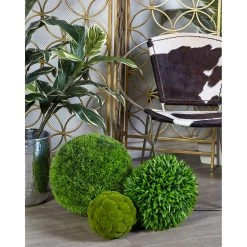 Cheapest 🛒 15" Vinyl Green Grass Topiary Ball by Ivory and Iris 🧨 -Cheap Ivory and Iris Store D302803S 4