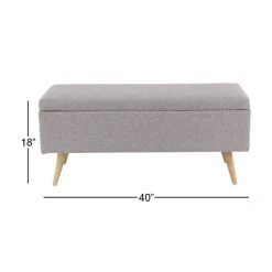 Outlet 🔥 40" Modern Rectangular Gray Polyester Storage Bench by Ivory and Iris ⌛ -Cheap Ivory and Iris Store D304056S 6