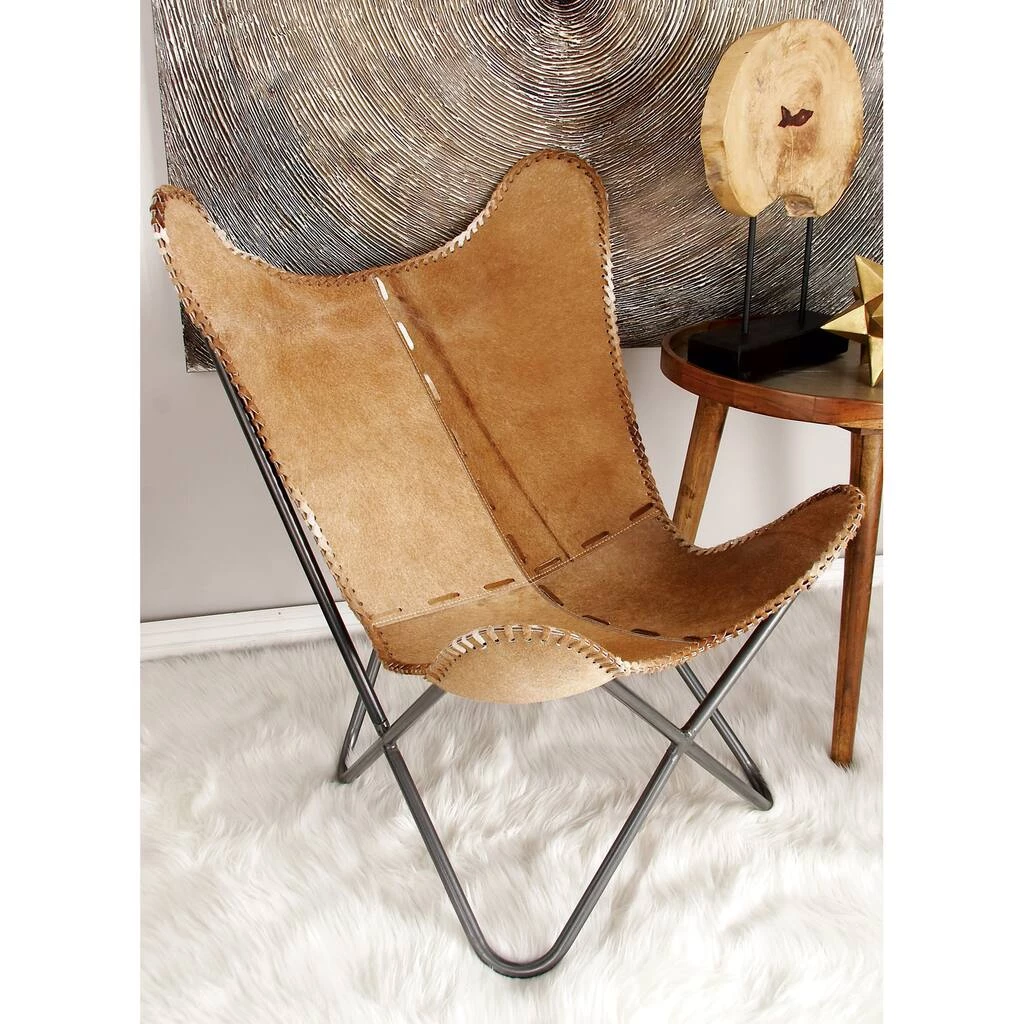 Flash Sale ⭐ 36" Brown Cow Hide Leather & Iron Rustic Accent Chair by Ivory and Iris 🤩 9 Flash Sale ⭐ 36" Brown Cow Hide Leather & Iron Rustic Accent Chair by Ivory and Iris 🤩 - Image 9