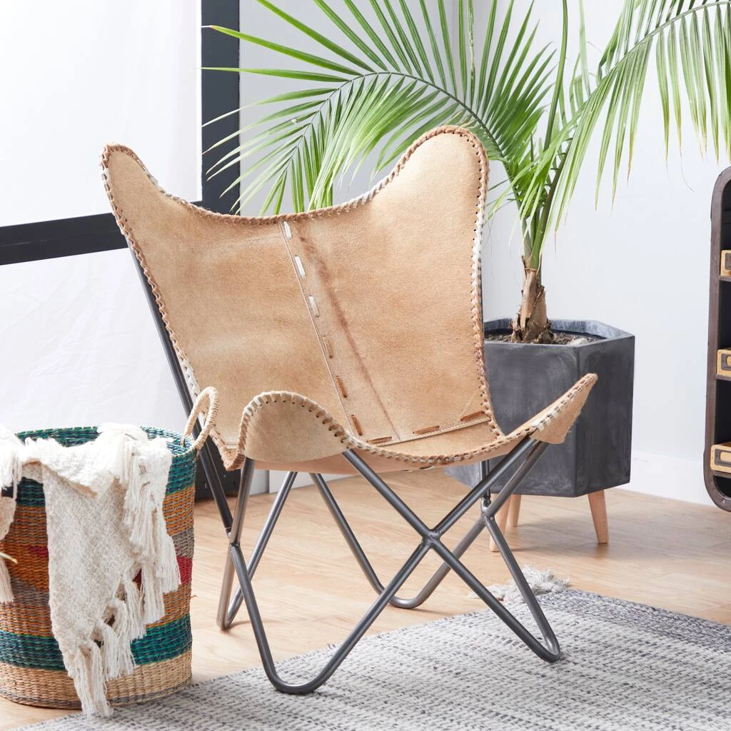 Flash Sale ⭐ 36" Brown Cow Hide Leather & Iron Rustic Accent Chair by Ivory and Iris 🤩 10 Flash Sale ⭐ 36" Brown Cow Hide Leather & Iron Rustic Accent Chair by Ivory and Iris 🤩 - Image 10