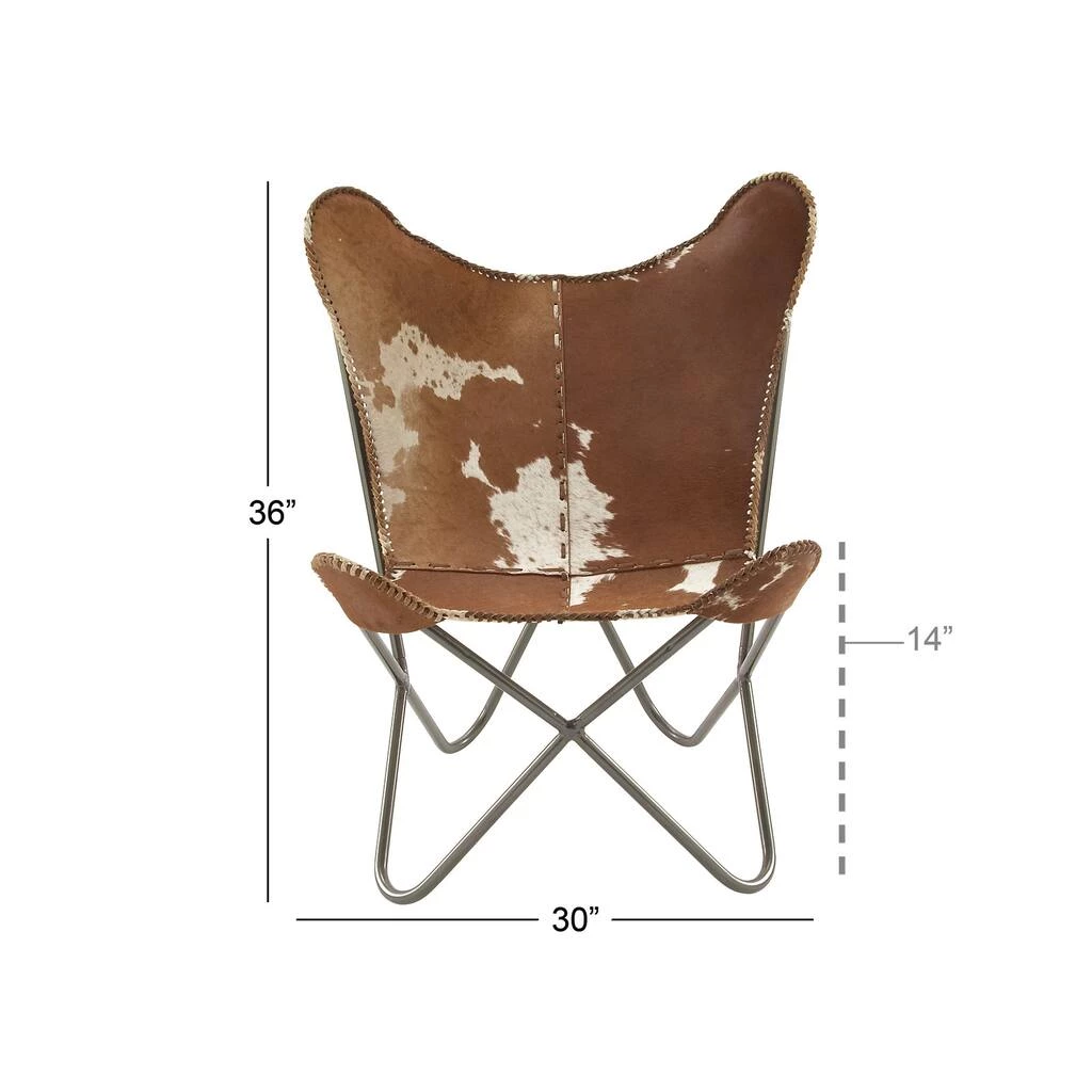 Flash Sale ⭐ 36" Brown Cow Hide Leather & Iron Rustic Accent Chair by Ivory and Iris 🤩 8 Flash Sale ⭐ 36" Brown Cow Hide Leather & Iron Rustic Accent Chair by Ivory and Iris 🤩 - Image 8