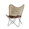 Cheap 🌟 36" Brown Canvas & Iron Rustic Butterfly Accent Chair by Ivory and Iris 🎉