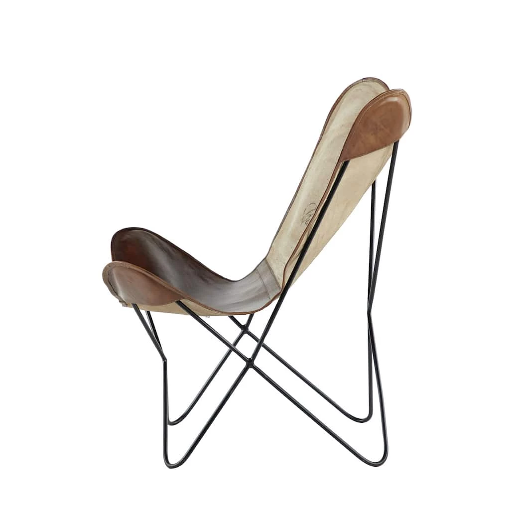 Cheap π 36" Brown Canvas & Iron Rustic Butterfly Accent Chair by Ivory and Iris π 3 Cheap π 36" Brown Canvas & Iron Rustic Butterfly Accent Chair by Ivory and Iris π - Image 3