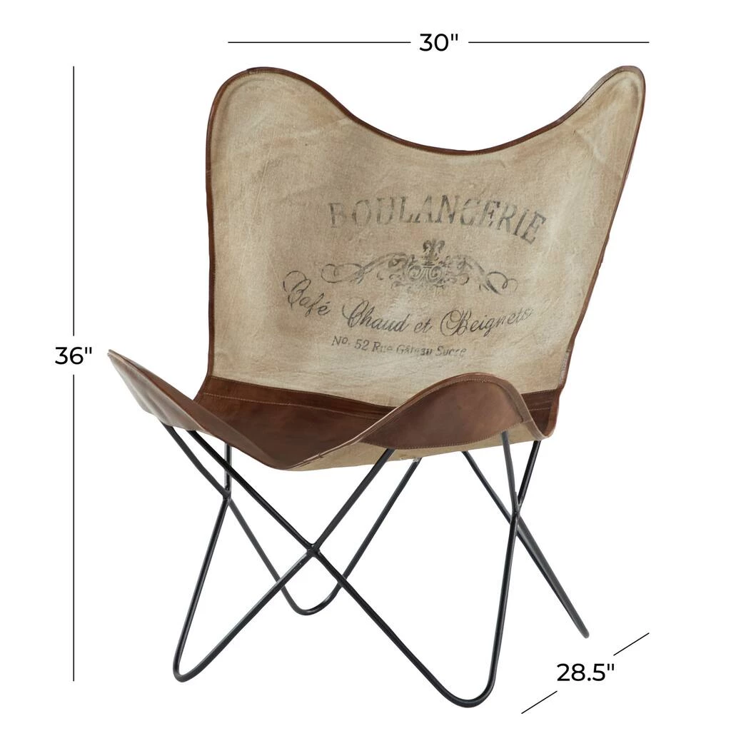 Cheap π 36" Brown Canvas & Iron Rustic Butterfly Accent Chair by Ivory and Iris π 7 Cheap π 36" Brown Canvas & Iron Rustic Butterfly Accent Chair by Ivory and Iris π - Image 7