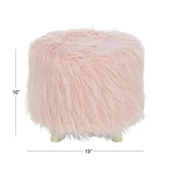 Cheapest 😉 19" Faux Fur Contemporary Stool by Ivory and Iris 🌟 -Cheap Ivory and Iris Store D304078S 6 1