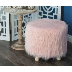 Cheapest 😉 19" Faux Fur Contemporary Stool by Ivory and Iris 🌟 -Cheap Ivory and Iris Store D304078S 7 1