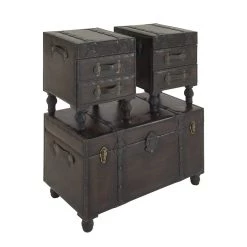 Wholesale ✨ Brown Wood Traditional Storage Trunk Set by Ivory and Iris 😀 -Cheap Ivory and Iris Store D304095S 4