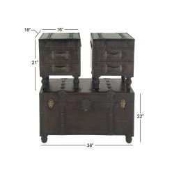 Wholesale ✨ Brown Wood Traditional Storage Trunk Set by Ivory and Iris 😀 -Cheap Ivory and Iris Store D304095S 9