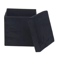 Discount 🥰 17" Black Square Polyester Storage Stool by Ivory and Iris 👍 -Cheap Ivory and Iris Store D304111S 3