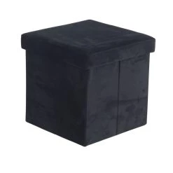 Discount 🥰 17" Black Square Polyester Storage Stool by Ivory and Iris 👍 -Cheap Ivory and Iris Store D304111S 4