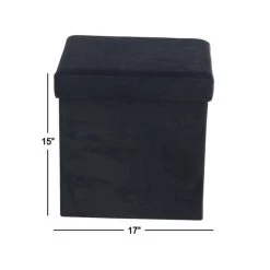 Discount 🥰 17" Black Square Polyester Storage Stool by Ivory and Iris 👍 -Cheap Ivory and Iris Store D304111S 5