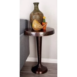 Deals 🔔 26" Bronze Aluminum Vintage Pedestal Table by Ivory and Iris 😍 -Cheap Ivory and Iris Store D304994S 4