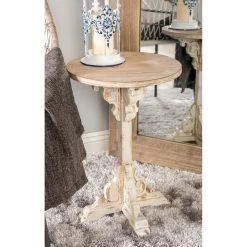 Buy 🔥 23" Gray Chinese Fir Farmhouse Accent Table by Ivory and Iris 🤩 -Cheap Ivory and Iris Store D305003S 6