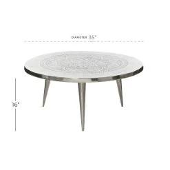Outlet 🔥 Silver Aluminum Traditional Coffee Table by Ivory and Iris 👍 -Cheap Ivory and Iris Store D305013S 5