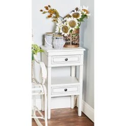Budget ❤️ 29" White Pine Traditional Accent Table by Ivory and Iris 😍 -Cheap Ivory and Iris Store D305015S 11