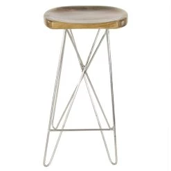 Cheap 😀 30" Light Brown Mango Wood & Metal Contemporary Bar Stool by Ivory and Iris 🌟