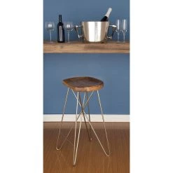 Cheap 😀 30" Light Brown Mango Wood & Metal Contemporary Bar Stool by Ivory and Iris 🌟 -Cheap Ivory and Iris Store D305020S 10