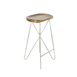 Cheap 😀 30" Light Brown Mango Wood & Metal Contemporary Bar Stool by Ivory and Iris 🌟 -Cheap Ivory and Iris Store D305020S 3