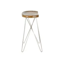 Cheap 😀 30" Light Brown Mango Wood & Metal Contemporary Bar Stool by Ivory and Iris 🌟 -Cheap Ivory and Iris Store D305020S 4
