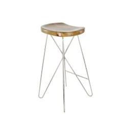 Cheap 😀 30" Light Brown Mango Wood & Metal Contemporary Bar Stool by Ivory and Iris 🌟 -Cheap Ivory and Iris Store D305020S 5