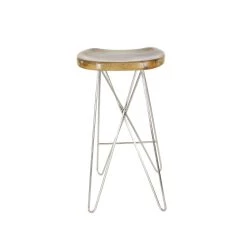 Cheap 😀 30" Light Brown Mango Wood & Metal Contemporary Bar Stool by Ivory and Iris 🌟 -Cheap Ivory and Iris Store D305020S 6