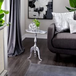 Cheapest 👏 22" Silver Aluminum Traditional Accent Table by Ivory and Iris ⭐ -Cheap Ivory and Iris Store D305041S 4