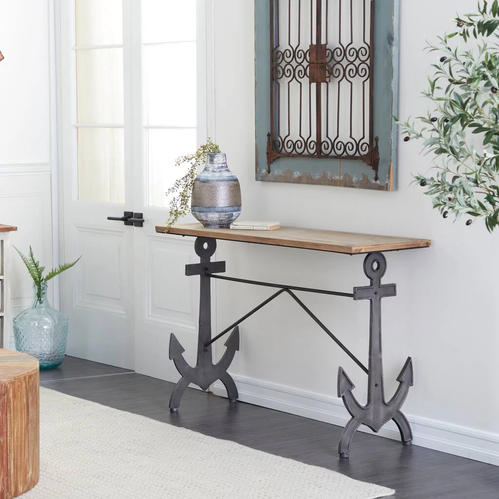 Promo βοΈ 48" Brown Coastal Metal Console Table by Ivory and Iris π 2 Promo βοΈ 48" Brown Coastal Metal Console Table by Ivory and Iris π - Image 2