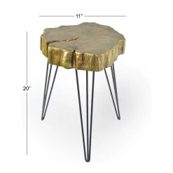 New 🤩 26" Gold Polystone & Metal Modern Accent Table by Ivory and Iris 🌟 -Cheap Ivory and Iris Store D305063S 7