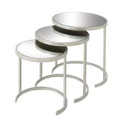 New 😉 Silver Tin Contemporary Accent Table Set by Ivory and Iris 👍