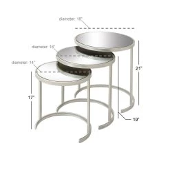 New 😉 Silver Tin Contemporary Accent Table Set by Ivory and Iris 👍 -Cheap Ivory and Iris Store D305064S 8