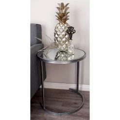 New 😉 Silver Tin Contemporary Accent Table Set by Ivory and Iris 👍 -Cheap Ivory and Iris Store D305064S 9
