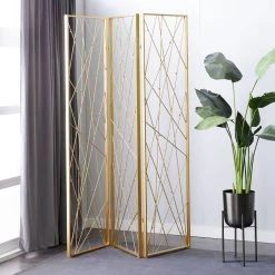 Budget 👏 Gold Metal Glam Room Divider Screen by Ivory and Iris 🤩 -Cheap Ivory and Iris Store D305069S 6