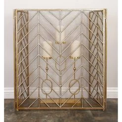 Best Sale 🎉 Brass Metal Contemporary Fireplace Screen by Ivory and Iris 🌟 -Cheap Ivory and Iris Store D305073S 9