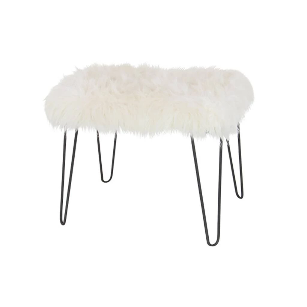 Brand new π White Fur & Metal Modern Stool by Ivory and Iris π€© 2 Brand new π White Fur & Metal Modern Stool by Ivory and Iris π€© - Image 2