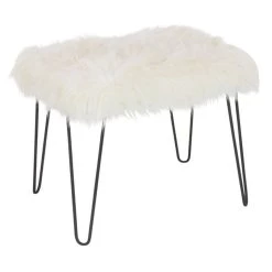 Brand new 🌟 White Fur & Metal Modern Stool by Ivory and Iris 🤩