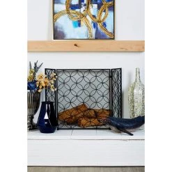 Cheap 👏 Black Metal Modern Fireplace Screen by Ivory and Iris 🌟 -Cheap Ivory and Iris Store D305098S 4