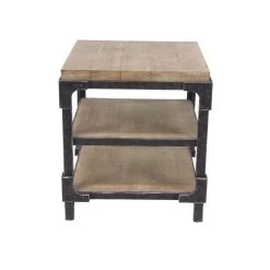 New 🤩 26" Brown Chinese Fir Industrial Accent Table by Ivory and Iris 😀