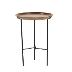 Deals 🧨 21" Brown Iron & Mango Wood Industrial Accent Table by Ivory and Iris 🎁