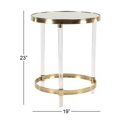 Promo 💯 23'' Gold Acrylic Contemporary Accent Table by Ivory and Iris 🤩 -Cheap Ivory and Iris Store D305175S 6