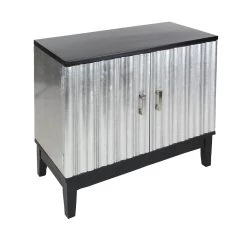 Best Sale π Contemporary Rectangular Silver Wooden Corrugated Cabinet by Ivory and Iris π