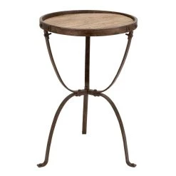 New 🛒 2.5ft. Brown Iron and Chinese Fir Industrial Accent Table by Ivory and Iris 😍