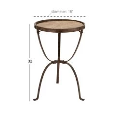 New 🛒 2.5ft. Brown Iron and Chinese Fir Industrial Accent Table by Ivory and Iris 😍 -Cheap Ivory and Iris Store D305195S 4