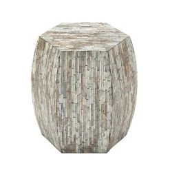 Best deal 👏 16" Multicolor Barrel-Shaped Shell Side Table by Ivory and Iris 🛒