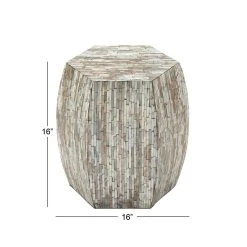 Best deal 👏 16" Multicolor Barrel-Shaped Shell Side Table by Ivory and Iris 🛒 -Cheap Ivory and Iris Store D305220S 7