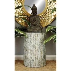 Deals ⭐ 20" Multicolor Shell & Wood Contemporary Accent Table by Ivory and Iris 😉 -Cheap Ivory and Iris Store D305235S 5