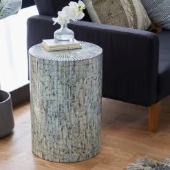 Deals ⭐ 20" Multicolor Shell & Wood Contemporary Accent Table by Ivory and Iris 😉 -Cheap Ivory and Iris Store D305235S 6