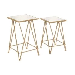 Flash Sale ✔️ Gold Metal Contemporary Accent Table Set by Ivory and Iris 👍