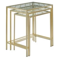 Hot Sale 💯 Gold Metal Contemporary Accent Table Set, 3ct. by Ivory and Iris 🌟 -Cheap Ivory and Iris Store D305287S 3