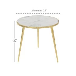Best Sale π 20'' Gold Aluminum & White Marble Modern Accent Table by Ivory and Iris β 9 Best Sale π 20'' Gold Aluminum & White Marble Modern Accent Table by Ivory and Iris β -Cheap Ivory and Iris Store D305290S 4