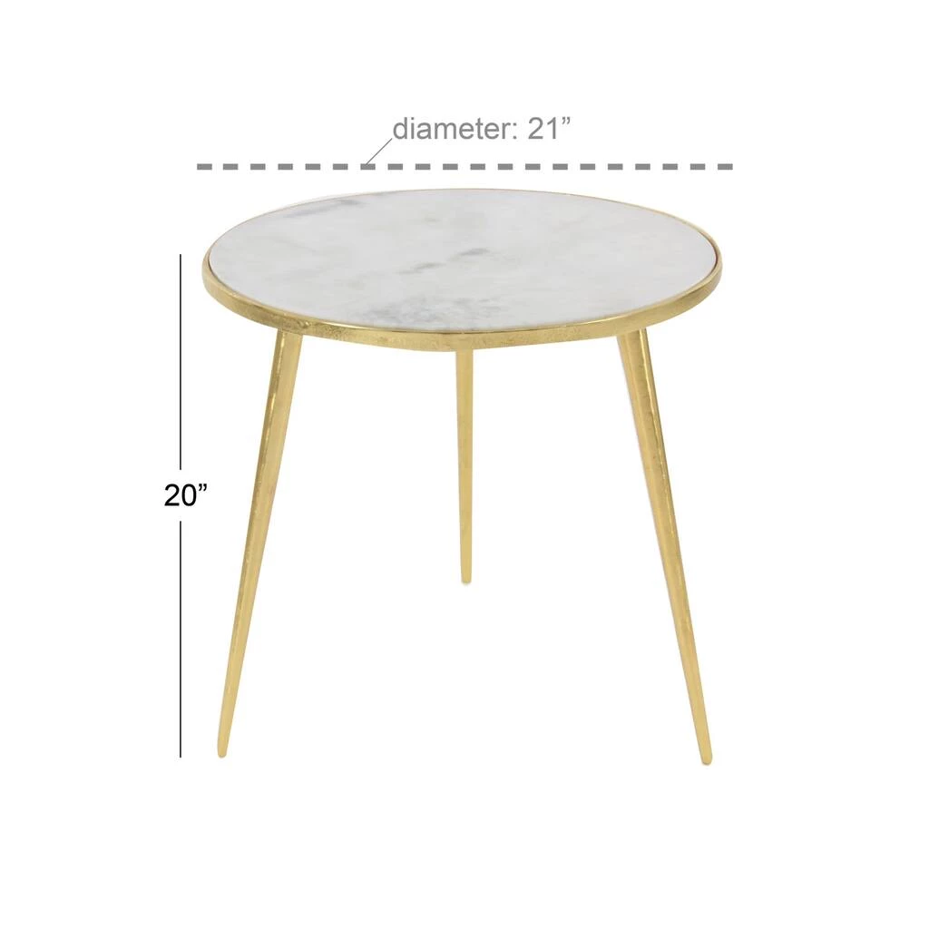Best Sale π 20'' Gold Aluminum & White Marble Modern Accent Table by Ivory and Iris β 4 Best Sale π 20'' Gold Aluminum & White Marble Modern Accent Table by Ivory and Iris β - Image 4